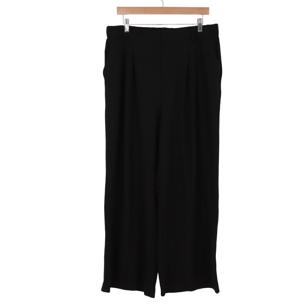 Halara Pants Womens XL Regular Wide Leg Black Pleated High Rise Excellent